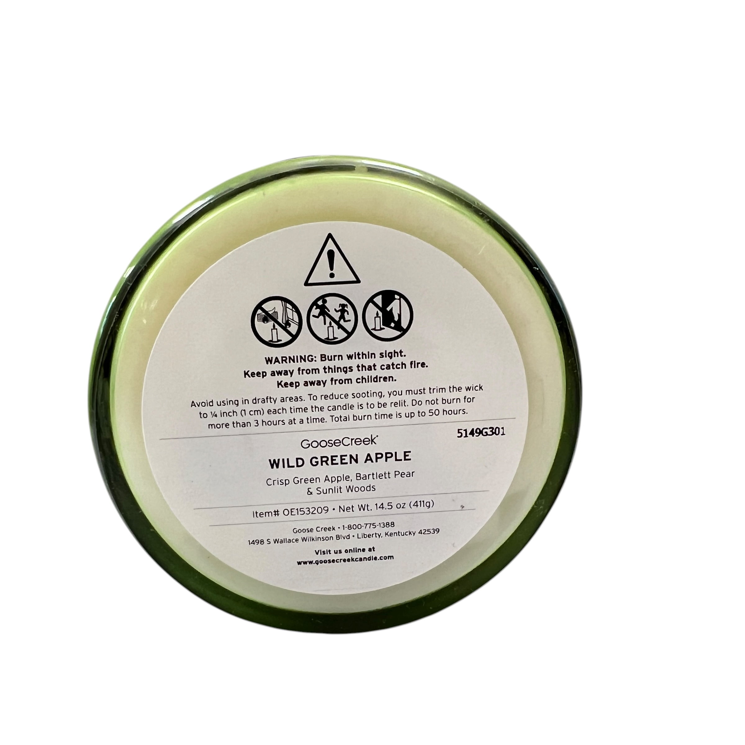 Goose Creek Wild Green Apple Odor Eliminating Scented 3 Wick Candle 14.5 oz