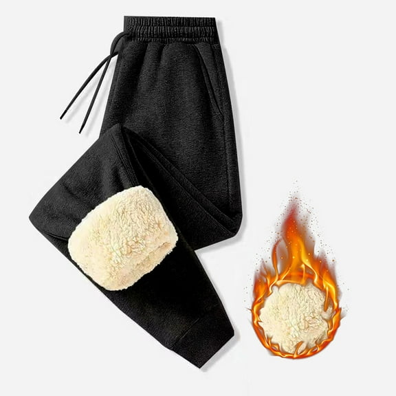 Pxiakgy Women's Sherpa Lined Sweatpants with Pockets Winter Warm Cotton Jogger Sweatpants Athletic Fleece Lined Pants High Waisted Thermal Winter Warm Pants for Snow Black L Black L