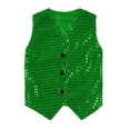 thumbnail image 3 of Hansber Kids Boys Girls Shiny Vest Top Button Down Jacket Waistcoat Hip Hop Jazz Streetwear Choir Dark Green 120, 3 of 5