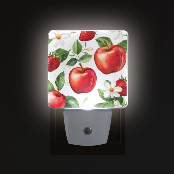 Yayeee LED Plug in Night Light for The Home with Auto Dusk to Dawn Light Sensors, 2 Pack, Apple Pattern