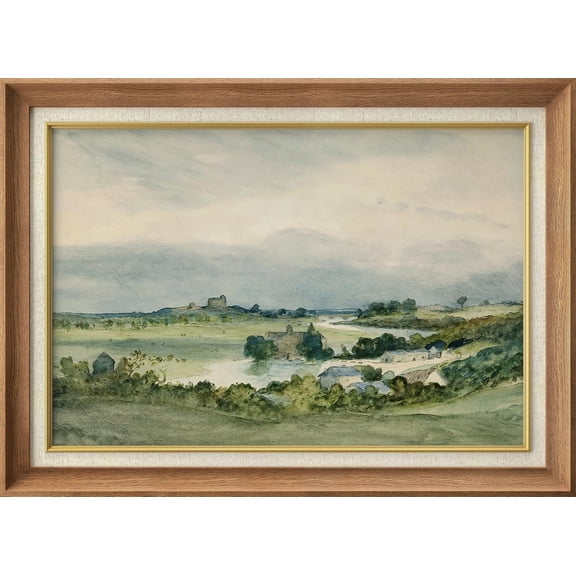 IDEA4WALL Premium Frame Wall Art Aerial View Pastel Green Forest Valley Classic Print Vintage Nature Wilderness Landscape Wall Decor Rustic Famous Fine Art for Living Room, Office - 26"x36" Natural