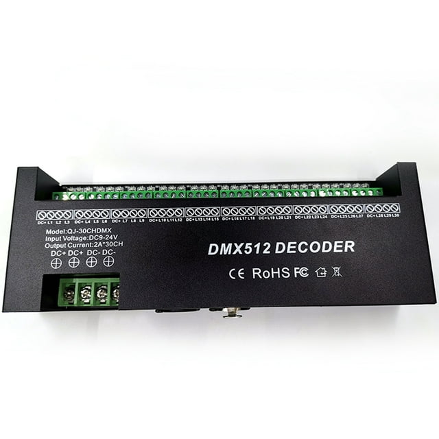 2X Décodeur 30 Canaux RGB DMX512 Bande LED Contrôleur 60A Variateur PWM Entrée Driver DC9-24V 30CH