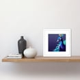 thumbnail image 2 of Peacock Peafowl Navy Blue Bird Nature Modern Contemporary Watercolour Painting Square Wooden Framed Wall Art Print Picture 8X8 Inch, 2 of 4