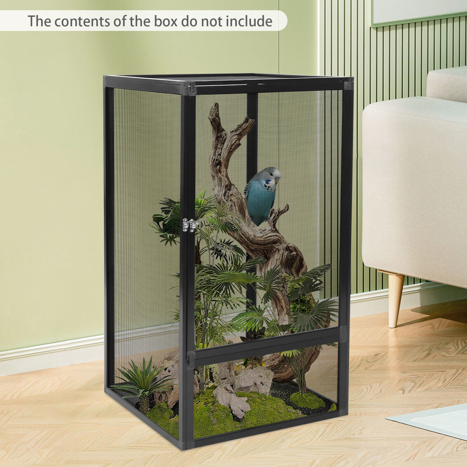 Modern Reptile Pet Feeding Enclosure Black Reptile Pet Feeding Net Box for Reptiles and Small Insects