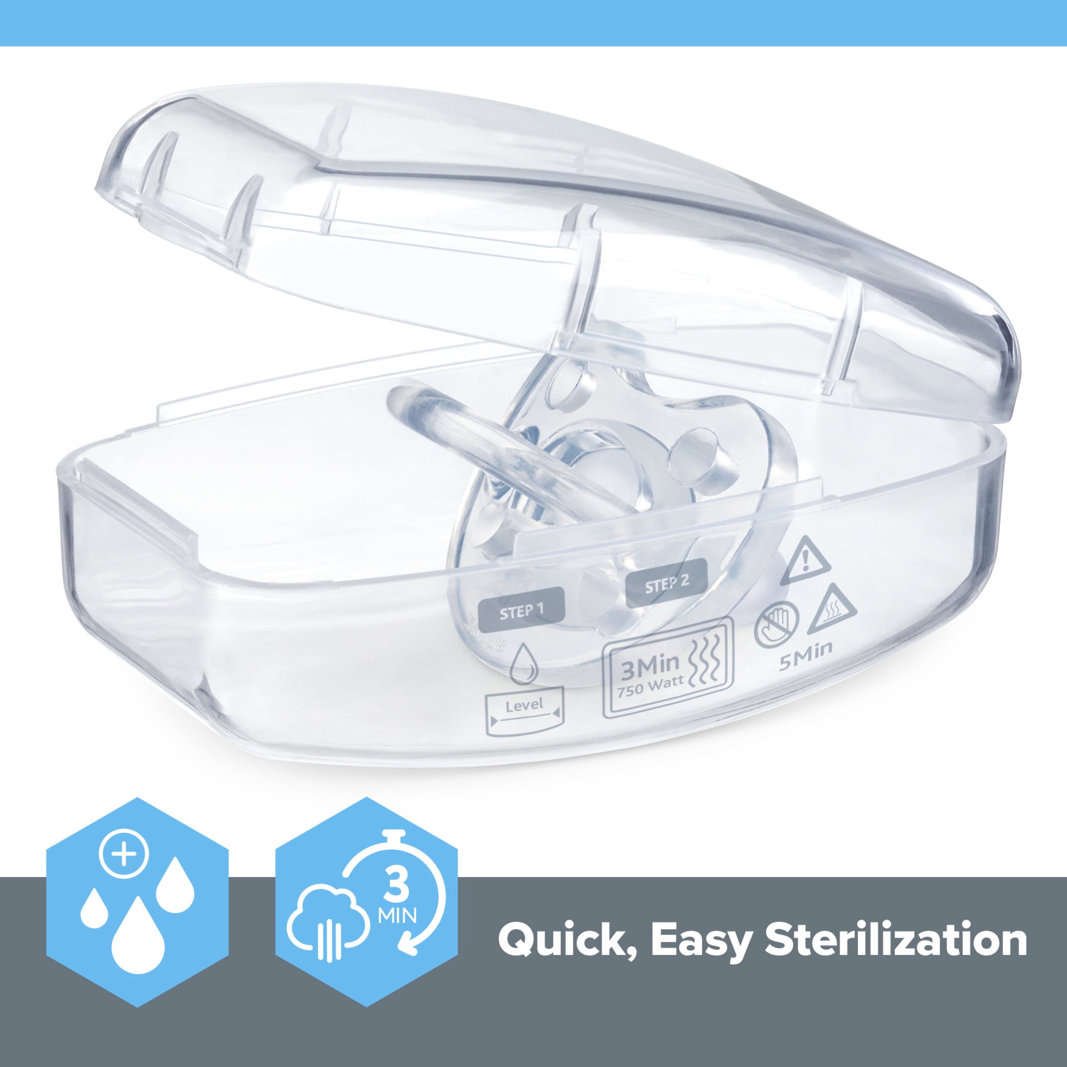 Chicco PhysioForma® Orthodontic One-Piece Silicone Pacifier, 2-Pack, 6-16m - Clear, New