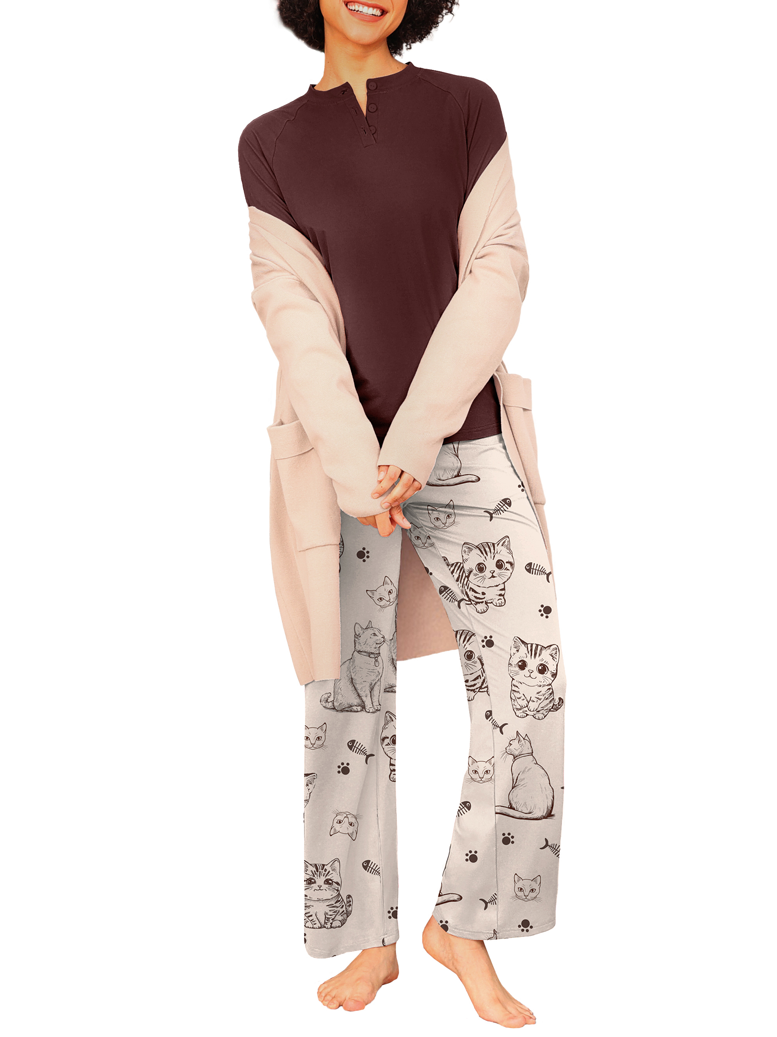 MINTREUS Women's Long Sleeve Pajama Set with Pockets photo 4