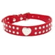 thumbnail image 1 of Collar de perro de cuero con remache de corazón brillante de diamantes de imitación de 2 filas para tamaño pequeño, 1 of 5