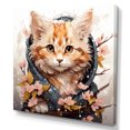 Designart "Springtime Cat in Flowers" Animals Wall Art Modern White