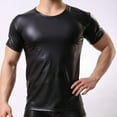 thumbnail image 5 of T-Shirts for Men Casual Leather Round Neck Pullover Sports Blouse Tops Men's Summer Short Sleeve Tops, 5 of 7