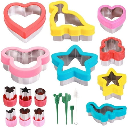 

Sandwich Cutters Set for Kids Holiday Cookie Cutters Vegetable Fruit Cutter Shape for Boys & Girls with Micky Mouse Dinosaur Star Heart Shapes - Food Grade Stainless Steel (14pack)
