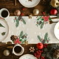 thumbnail image 3 of Table Runner 36 Inch Long - Vintage Christmas Pine NeedlesDecorative Table Scarf,Red Flowers on LinenDining Table Runners for Wedding Party Kitchen Dining Tables, 3 of 9