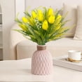 thumbnail image 4 of Artificial Flowers Bouquet of 12 Lavenders and Tulips, Yellow Simulation Flowers with Realistic Leaves and Buds, for DIY Crafts and Home Decor, 4 of 6