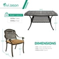 thumbnail image 6 of VIVIJASON 9-Piece Outdoor Dining Set, Cast Aluminum Retro Patio Furniture Table and Chairs Set for 8, Include Large 64" Square Dining Table and 8 Chairs with Umbrella Hole for Balcony Garden, Khaki, 6 of 7