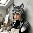 thumbnail image 5 of Hood Hat DIY Crochet Kit Adult Hand Knit Craft Supply Setm, Animal Hood Hat DIY Crochet Kit Beginner Hand Knitting Craft Supplies, DIY Craft Gift for Adults(Wolf), 5 of 6