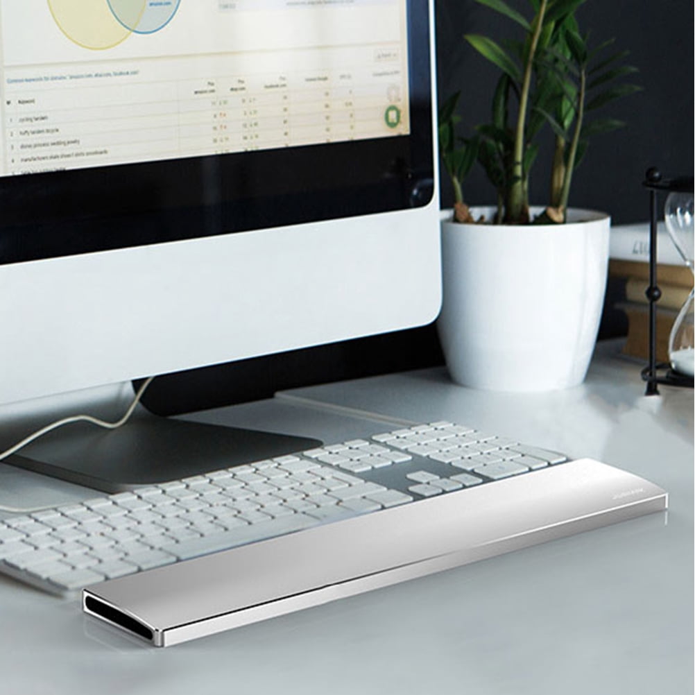 Supvox Aluminum Alloy Keyboard Wrist Rest Pad Ergonomic Design with Silicone Non Slip Base Silver