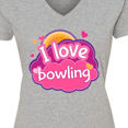 thumbnail image 4 of Inktastic Bowler I Love Bowling Women's V-Neck T-Shirt, 4 of 5