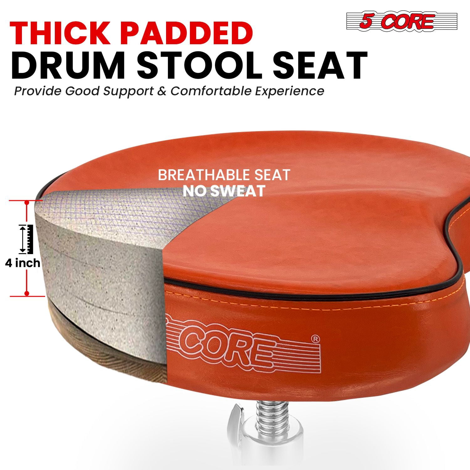 Drum Throne Padded Guitar Stool Saddle Drummer Seat for Adults & Kids