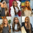 thumbnail image 5 of Highlighted Straight Human Hair Pieces 4x4 Transparent Lace Closure Human Hair Pre-Plucked P4/27 Ombre Piano Color Peruvian Remy Hair Extention Perruques Extensions de cheveux humains, 5 of 5
