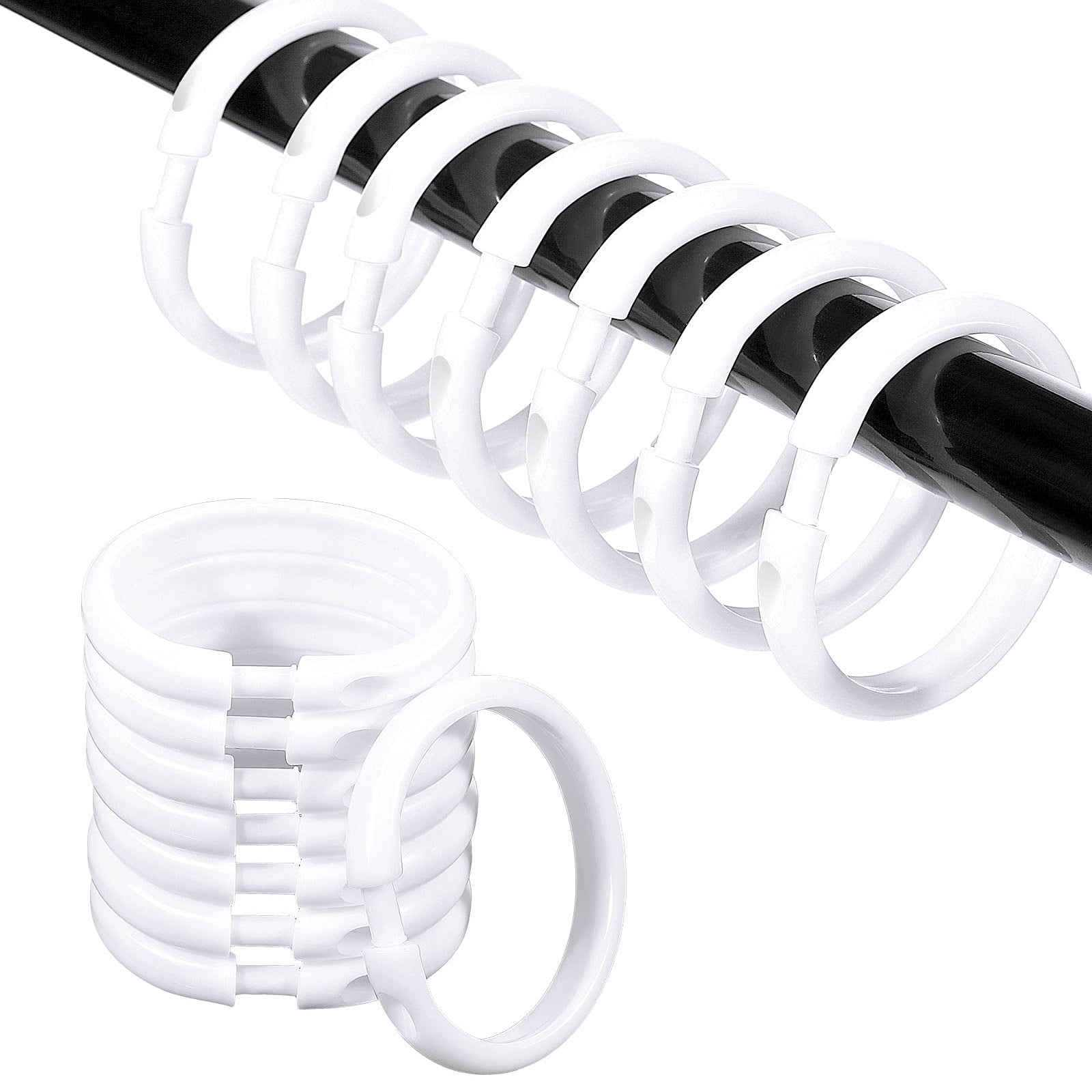 AFANSO ORing Shower Curtain Hooks Solid White Shower Hooks Plastic