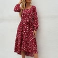 thumbnail image 5 of Summer Dresses for Women Maxi Dress Square Neck Temperament Commuter Polka Dot Dress Large Swing Skirt, 5 of 7
