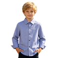 thumbnail image 4 of Fozruso Striped Button-Down Shirts for Boys Long Sleeve Collared Dress Shirts for Toddler and Kids, 4 of 7