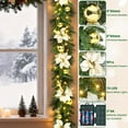 thumbnail image 5 of 9FT Pre-Lit Artificial Christmas Wreath with 50 Warm White LED Lights, 100 PE Branch Tips, Lighted Battery Operated Wreath with Poinsettia Flowers & Gold Balls, Hanger Included, Champagne, 5 of 7
