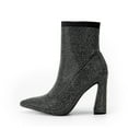 thumbnail image 5 of DREAM PAIRS Women's Elegant Crystal-Embellished Sock Boots with Chunky Heel, 5 of 8