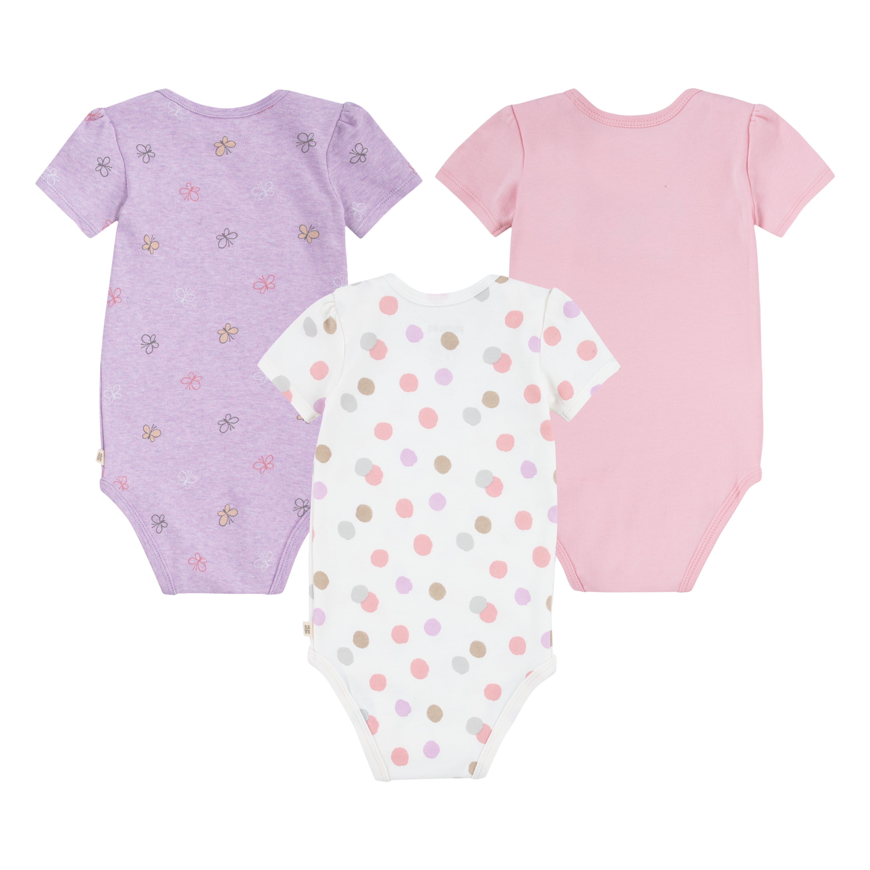 Huggies Baby Girls Butterfly 3 Pack Organic Cotton Bodysuits, Sizes NB-24M