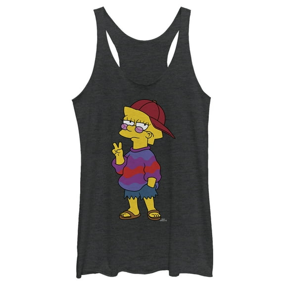 Women's The Simpsons Cool Lisa Racerback Tank Top Black Heather Small
