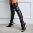 thumbnail image 2 of Fesfesfes Chelsea Boots for Teen Girls Square Toe Cut-out Shoes Over-the-knee Boots Slim Heels High Heel Sandals Outwear US:8.5(41), 2 of 8