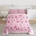 thumbnail image 2 of Homewish Kawaii Bowknot Skeleton Full Size Comforter Sets, Cartoon Guitar Music Bedding Comforter Set, Girly Pink Gothic Cartoon Reversible Bedding Sets, Microfiber Bedroom Decor, 3-Piece, 2 of 8