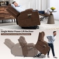 thumbnail image 3 of Power Lift Recliner Chair, 350LB Capacity with Massage and Heat, USB Charging, Cup Holders, Elderly Chair for Living Room, Brown Chenille, 3 of 12