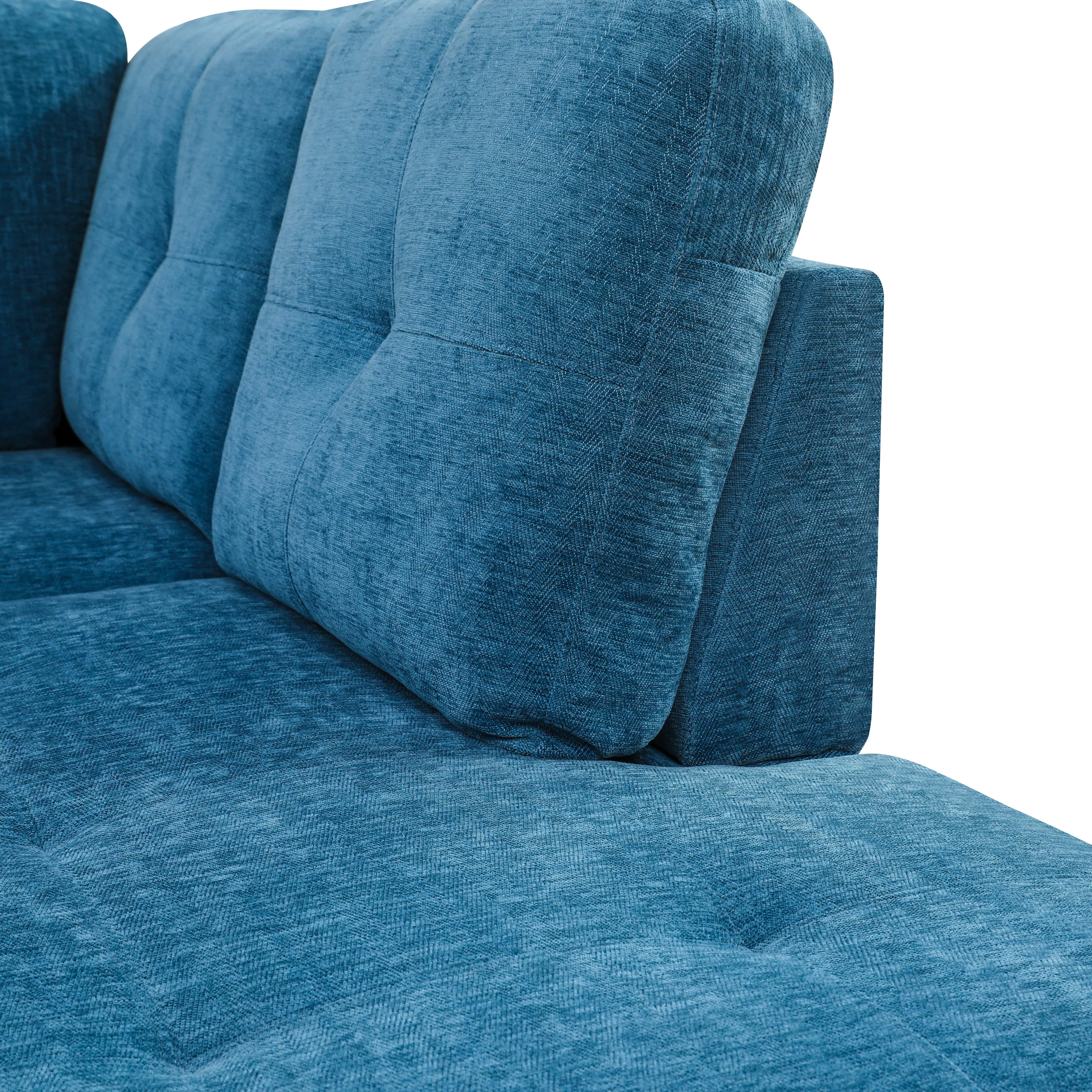 MAYEERTY Flannel 3-Piece Couch Living Room Sofa Set，Blue