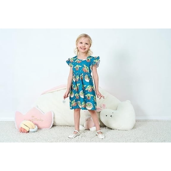 Baby Glamour Boutique Toddler Girls Galaxy Alien Princess Dress - 90% Cotton Space Birthday Party Outfit, Size 2T