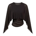 thumbnail image 5 of Womens T Shirts Graphic Chiffon Cape Sleeve Loose Round Neck Asymmetric Hem Casual Tunic Fashion Clothing Brown 2XL, 5 of 6