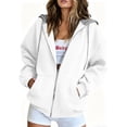 thumbnail image 2 of Jsaierl Women's Zip Up Hoodies Sweatshirts with Contrast Hood Adjustable Drawstring Kangaroo Pocket Oversized Casual Jackets S-2XL, 2 of 8
