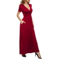 thumbnail image 7 of Aiyino Women's Casual Short Sleeve Deep V Maxi Dress Loose Long Dresses with Pockets,2XL Red, 7 of 7