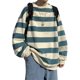 thumbnail image 2 of Sudadera a Rayas con Cuello Redondo para Hombres Primavera Otoño Tops de Manga Larga a Rayas Informales para Hombres de Moda para Viajes Diarios Trabajo Verde XL, 2 of 8