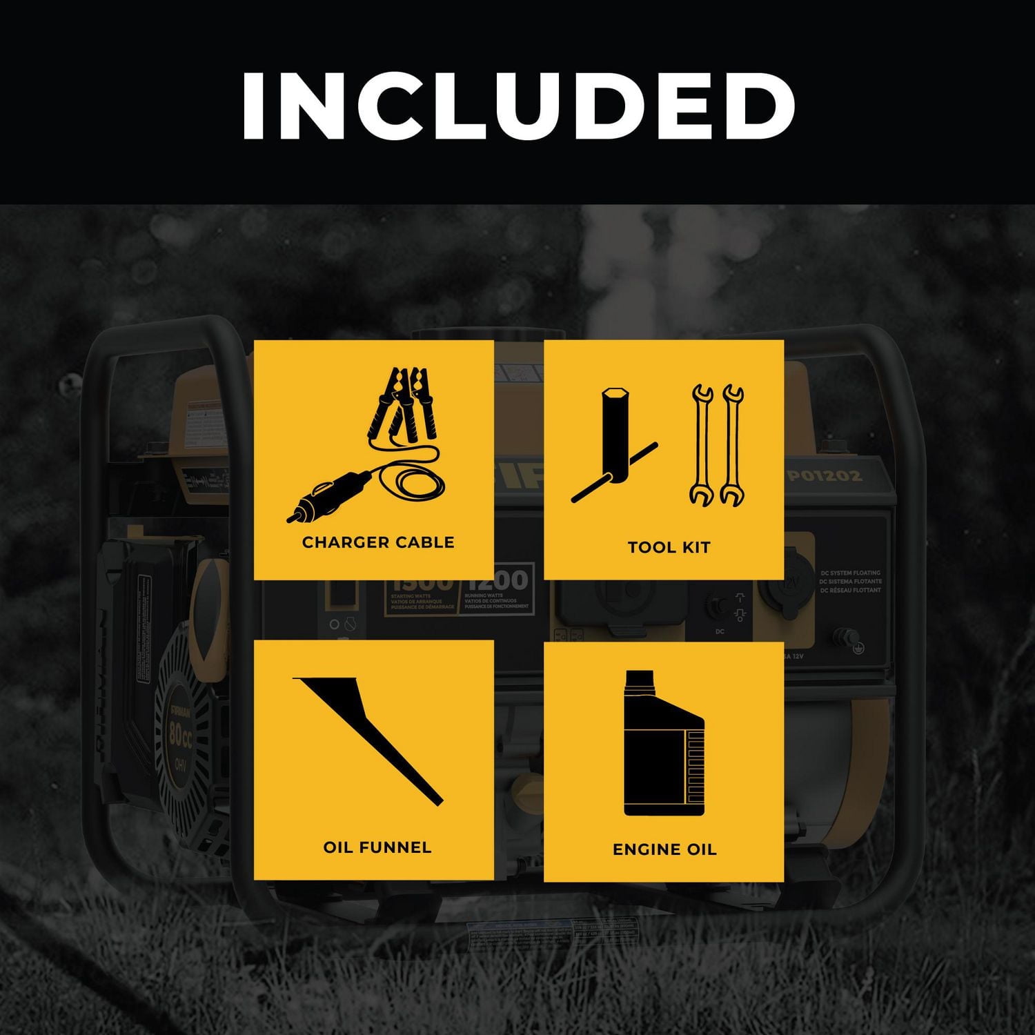 Génératrice portative à essence P01202 de Firman à 1500/1200 watts (série Performance) – autonomie prolongée