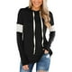 thumbnail image 1 of Sudadera con capucha para mujer, manga larga, color bloqueado, suave, informal, sudadera con capucha para uso diario, negro, XXL, 1 of 7
