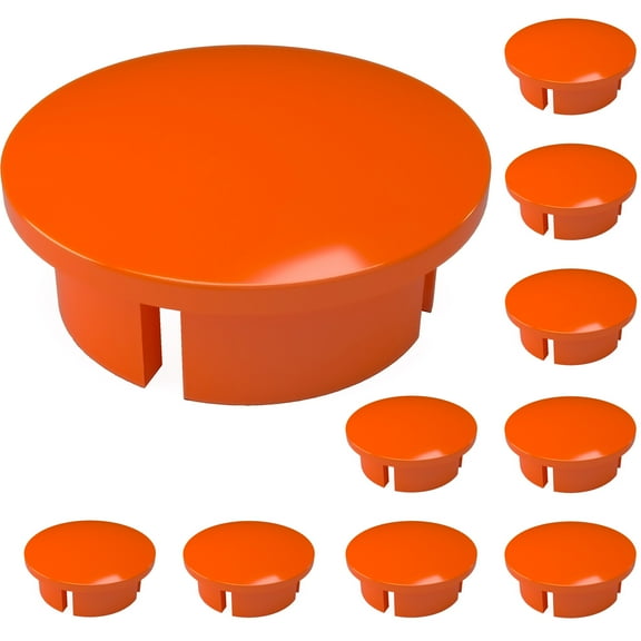 FORMUFIT F012IDC-OR-10 PVC Internal Domed End Cap, Furniture Grade, 1/2" Size, Orange , 10-Pack