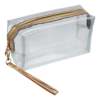 Unique Bargains Travel Toiletry Bag Makeup Bag Organizer Toiletry Organizer Travel Cosmetic Bag Waterproof Silver Tone