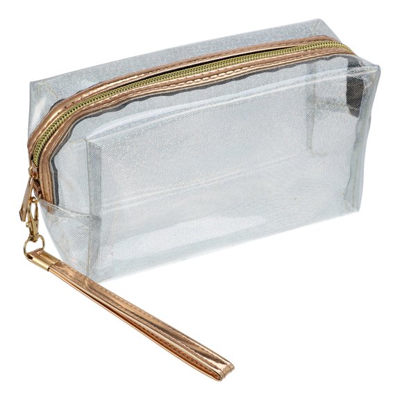 Unique Bargains Travel Toiletry Bag Makeup Bag Organizer Toiletry Organizer Travel Cosmetic Bag Waterproof Silver Tone