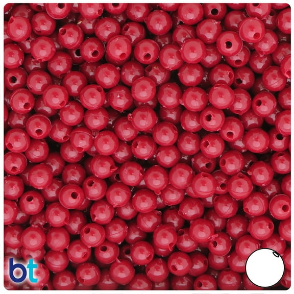 BeadTin Burgundy Opaque 6mm Round Plastic Beads (500pcs)