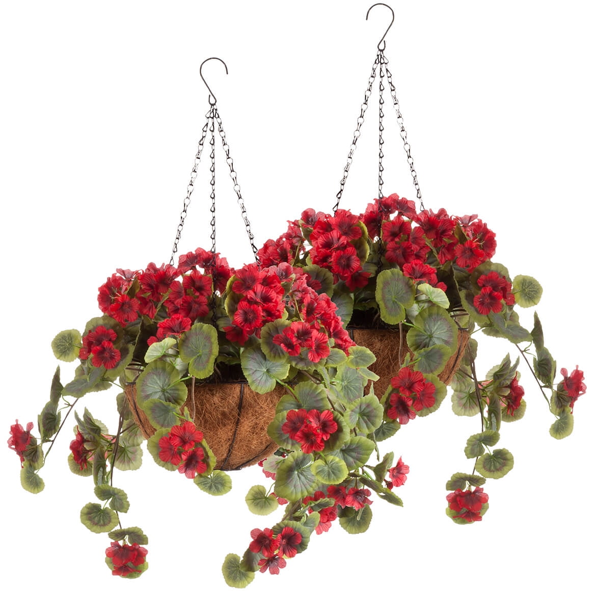 OakRidge Fully Assembled Artificial Geranium Hanging Basket, 10