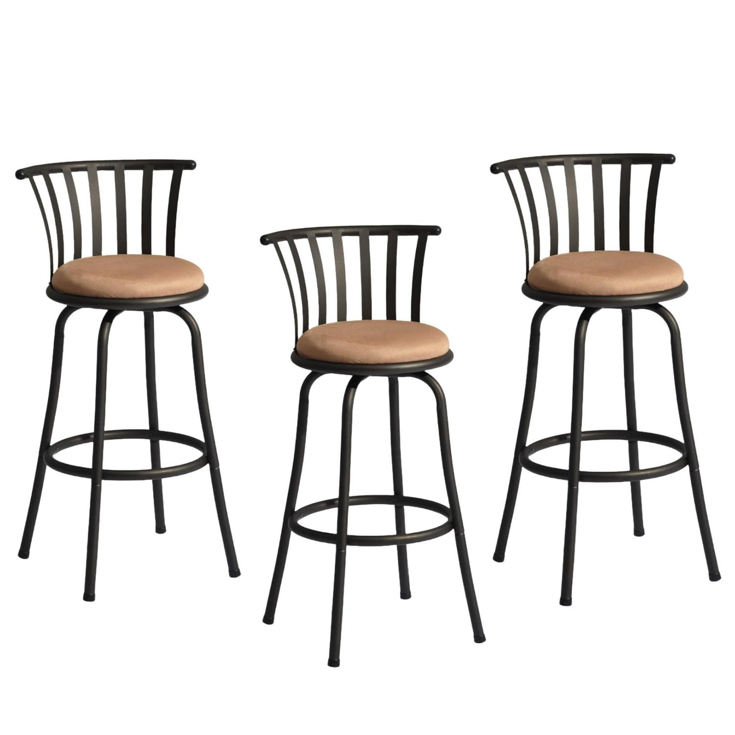 Homylin Barstool Set of 3, Industrial Style, Height Adjustable Swivel Counter Chairs Set with Upholstered Backrests.