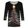thumbnail image 4 of Elvqul Womens Shirts Casual Tops Christmas Plus Size Crewneck Funny Oversized 3/4 Sleeve Shirts for Ladies, 4 of 5