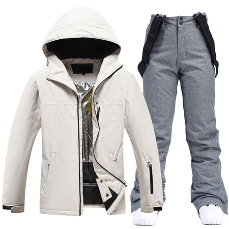 CONZONE Mens Ski Suits Casual Men s Snowboarding Set Solid Color Windproof Jacket Pants Thick Skiing Suit for Men Warm Thermal Winter Snowsuits