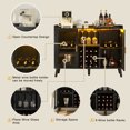 thumbnail image 4 of Wine Bar Cabinet with Led Light, Home Coffee Cabinet with Wine and Glass Rack, Kitchen Buffet Sideboard with Storage Shelves, Freestanding Liquor Cabinet for Living Room, Dining Room, Black, 4 of 8