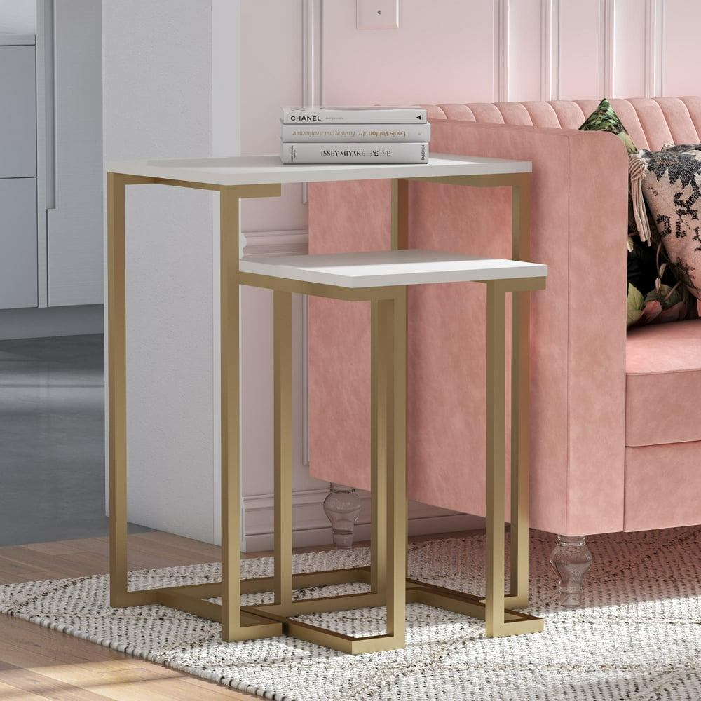CosmoLiving by Cosmopolitan Camila Nesting Tables/Laptop Desk, White